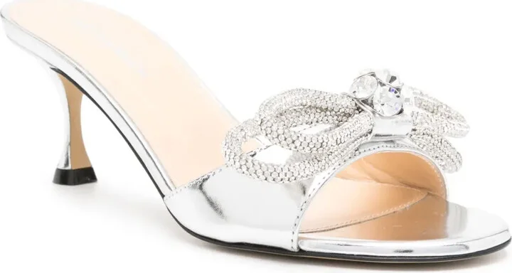 Bow-Detail Metallic Sandals - Image 2