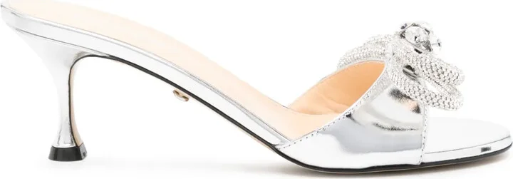 Bow-Detail Metallic Sandals