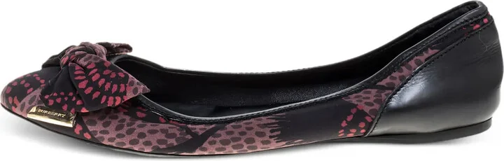 Bow-Detail Pattern Ballet Flats