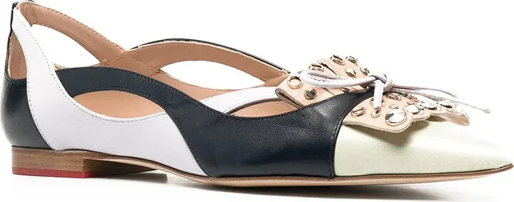 Bow-Detail Pointed-Toe Ballerina Shoes - Image 2