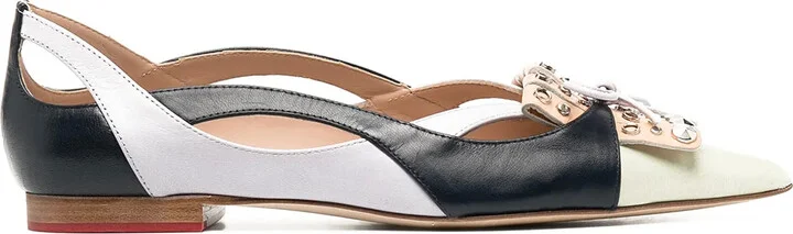Bow-Detail Pointed-Toe Ballerina Shoes