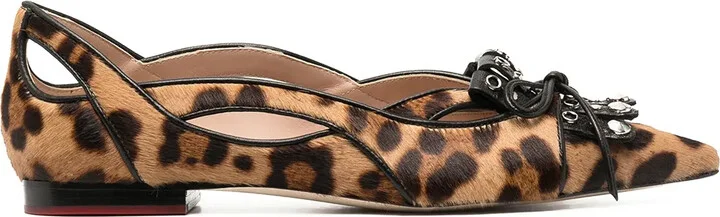 Bow-Detail Pointed-Toe Ballerina Shoes