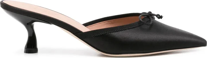 Bow-Detail Satin Mules
