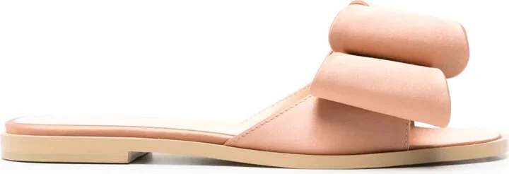 Bow-Detail Satin Slides