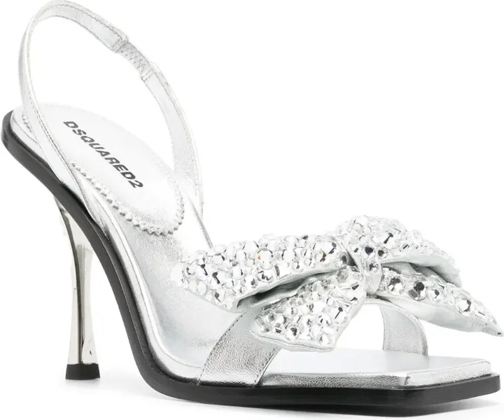 Bow-Detail Sqaure-Toe Sandals - Image 2