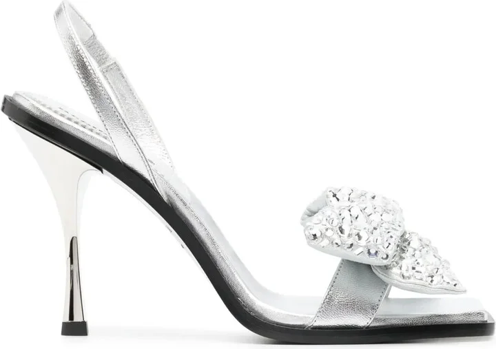 Bow-Detail Sqaure-Toe Sandals