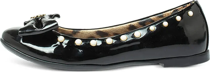 Bow-Detail Studded Ballet Flats