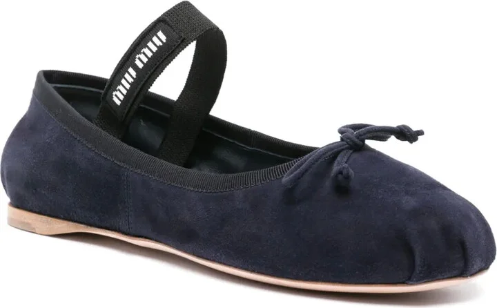 Bow-Detail Suede Ballerina Shoes - Image 2