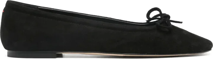Bow-Detail Suede Ballerina Shoes