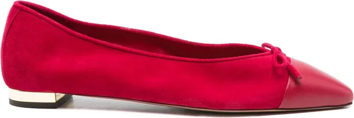 Bow-Detail Suede Ballet Flats