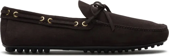 Bow-Detail Suede Driving Shoes