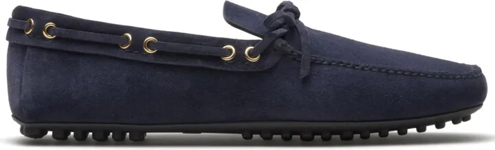 Bow-Detail Suede Driving Shoes