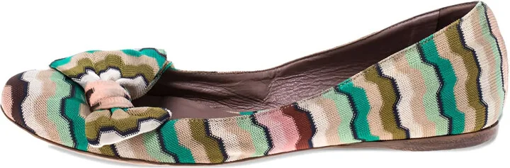 Bow-Detail Wave-Pattern Ballet Flats