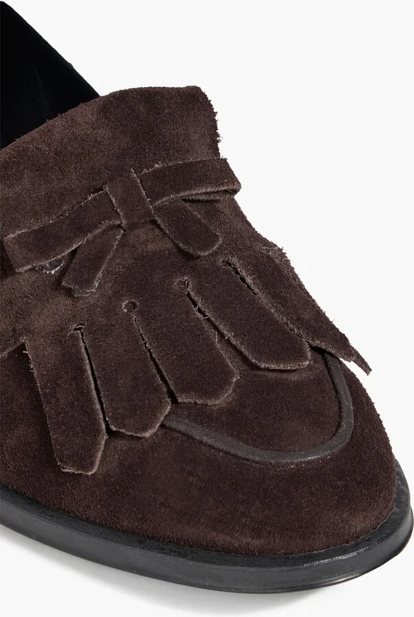 Bow-detailed fringed suede loafers - Image 4
