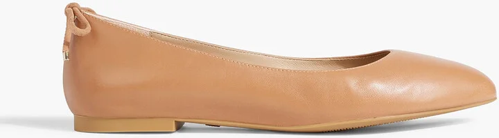 Bow-detailed leather ballet flats