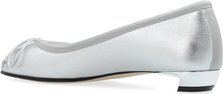 Bow-detailed Metallic Flat Shoes - Image 3