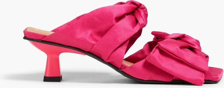 Bow-detailed satin mules