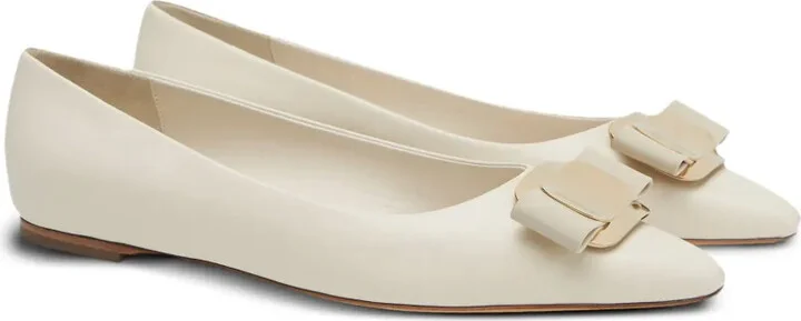 Bow-Detailing Leather Ballerina Shoes - Image 2