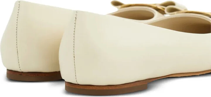 Bow-Detailing Leather Ballerina Shoes - Image 3