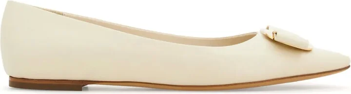 Bow-Detailing Leather Ballerina Shoes