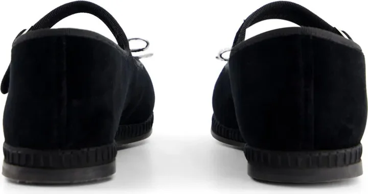 Bow-Detailing Velvet Ballerina Shoes - Image 4