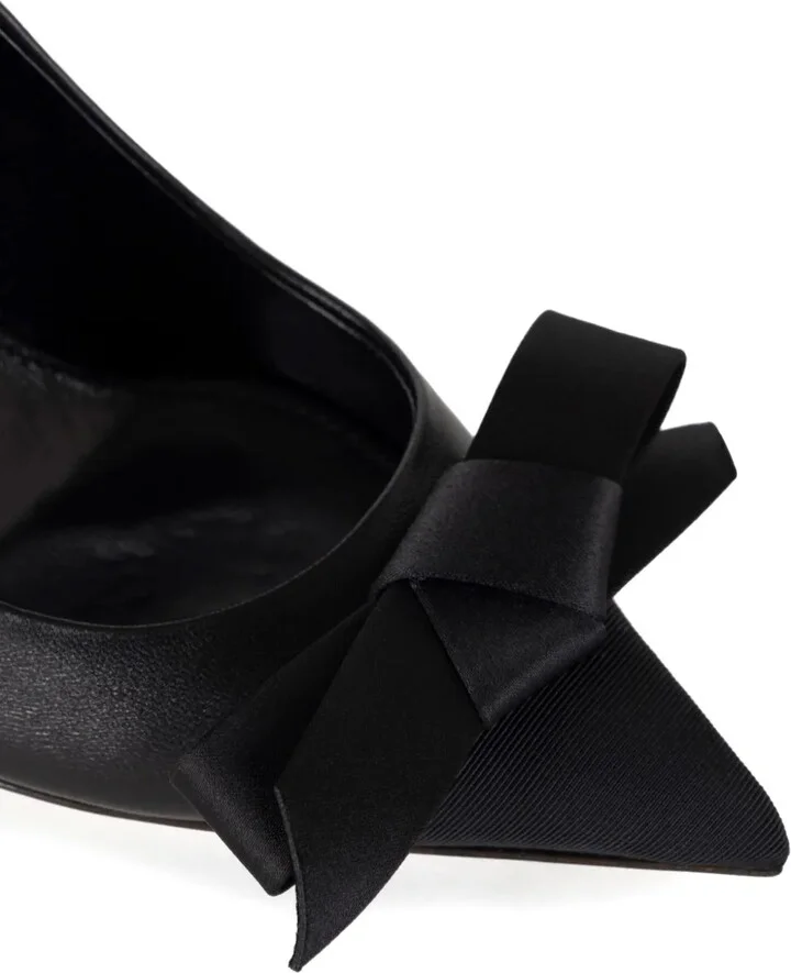 Bow-Details Leather Pumps - Image 3