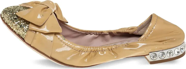 Bow-Embellished Ballet Flats