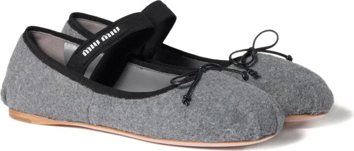 Bow-Embellished Elastic-Strap Ballet Flats - Image 2
