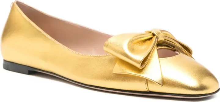 Bow-Embellished Leather Ballet Flats - Image 2