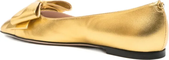 Bow-Embellished Leather Ballet Flats - Image 3