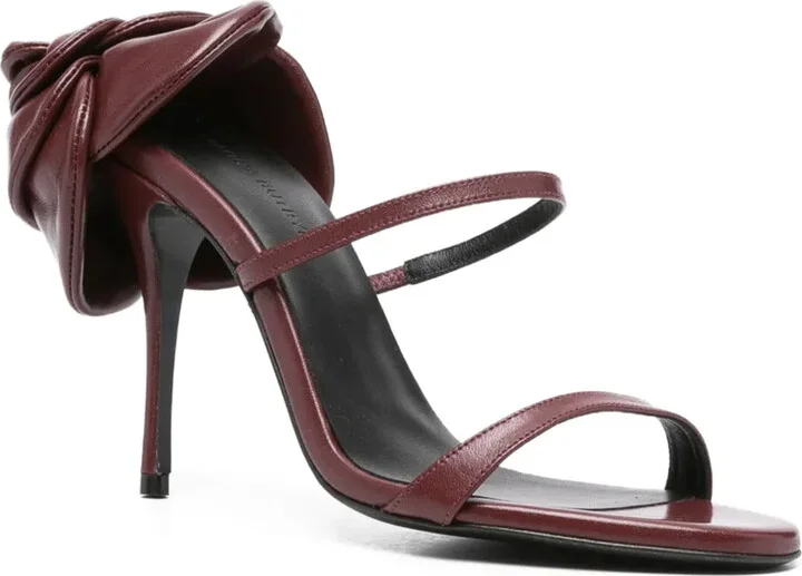 Bow-Embellished Leather Sandals - Image 2