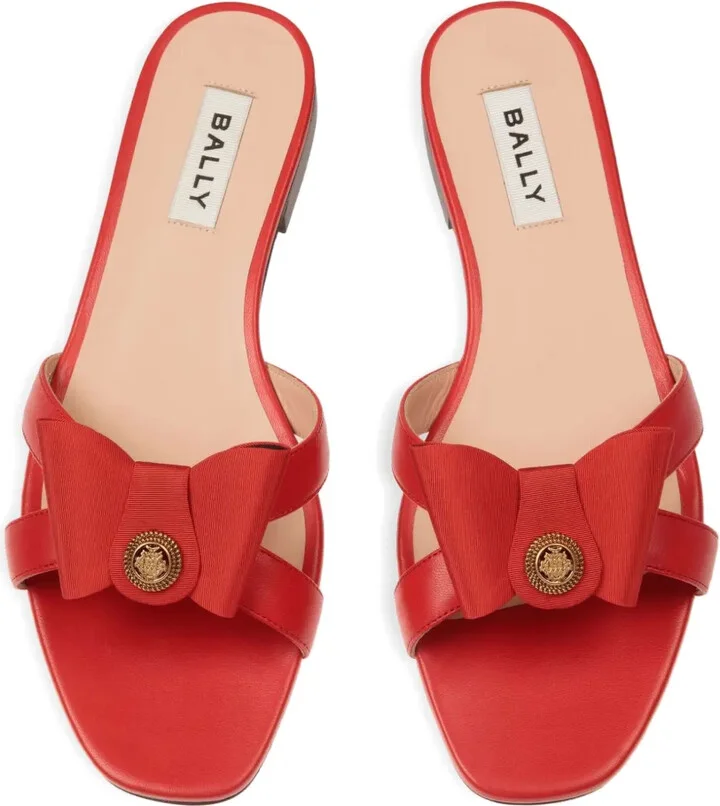 Bow-Embellished Leather Sandals - Image 3
