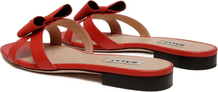 Bow-Embellished Leather Sandals - Image 4