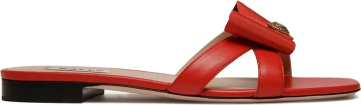 Bow-Embellished Leather Sandals