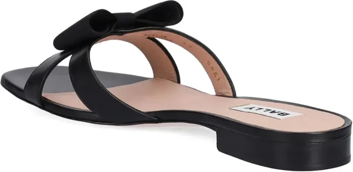Bow-Embellished Leather Slides - Image 3