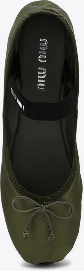 Bow Embellished Satin Ballet Flats - Image 2