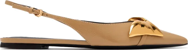 Bow-Embellished Slingback Flats