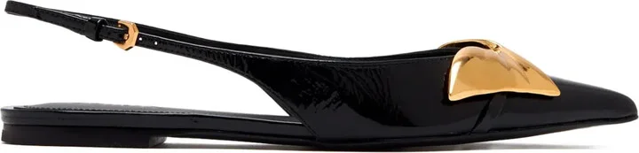 Bow-Embellished Slingback Flats