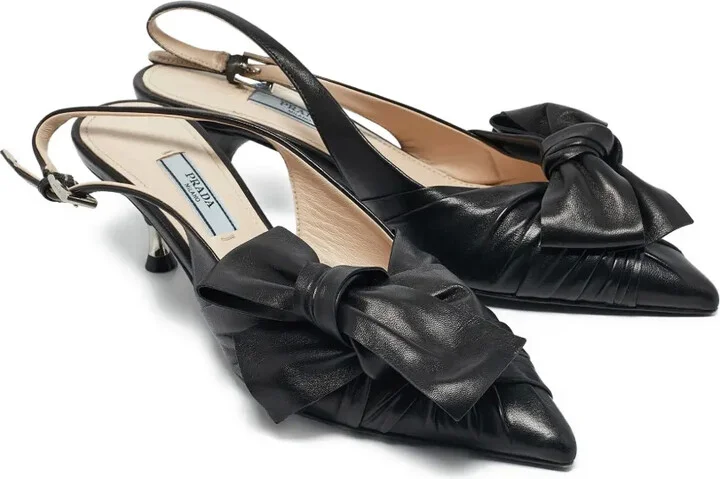 Bow-Embellished Slingback Pumps - Image 2