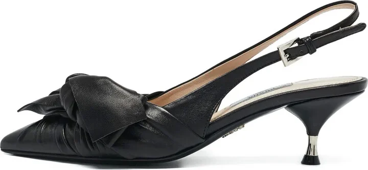 Bow-Embellished Slingback Pumps