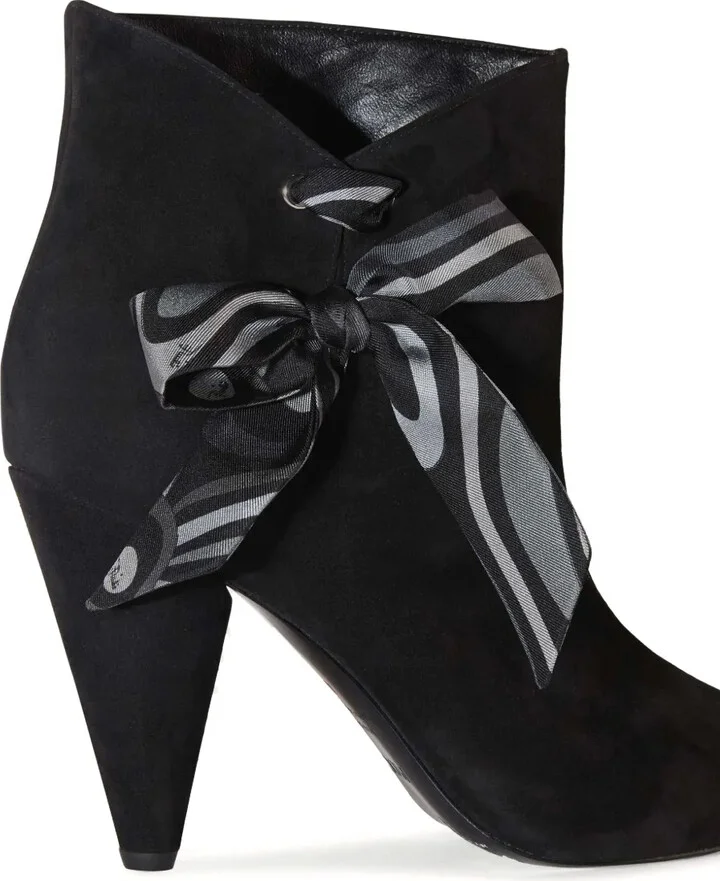 Bow-Embellished Suede Ankle Boots - Image 2