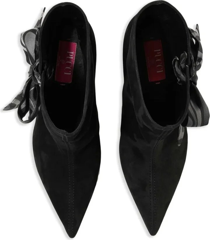 Bow-Embellished Suede Ankle Boots - Image 4