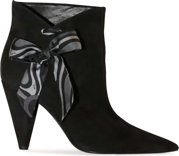 Bow-Embellished Suede Ankle Boots