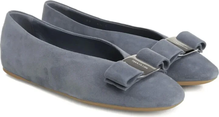 Bow-Embellished Suede Ballet Flats - Image 2