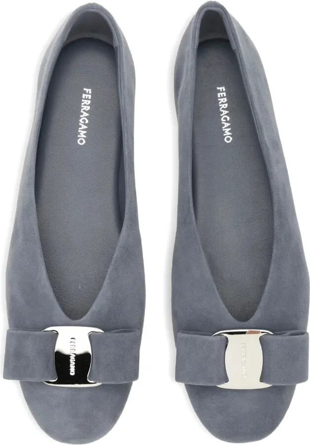Bow-Embellished Suede Ballet Flats - Image 3