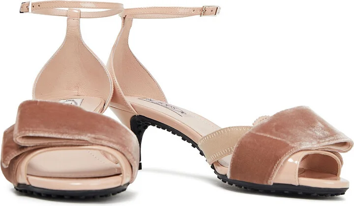 Bow-embellished velvet and patent-leather sandals - Image 2