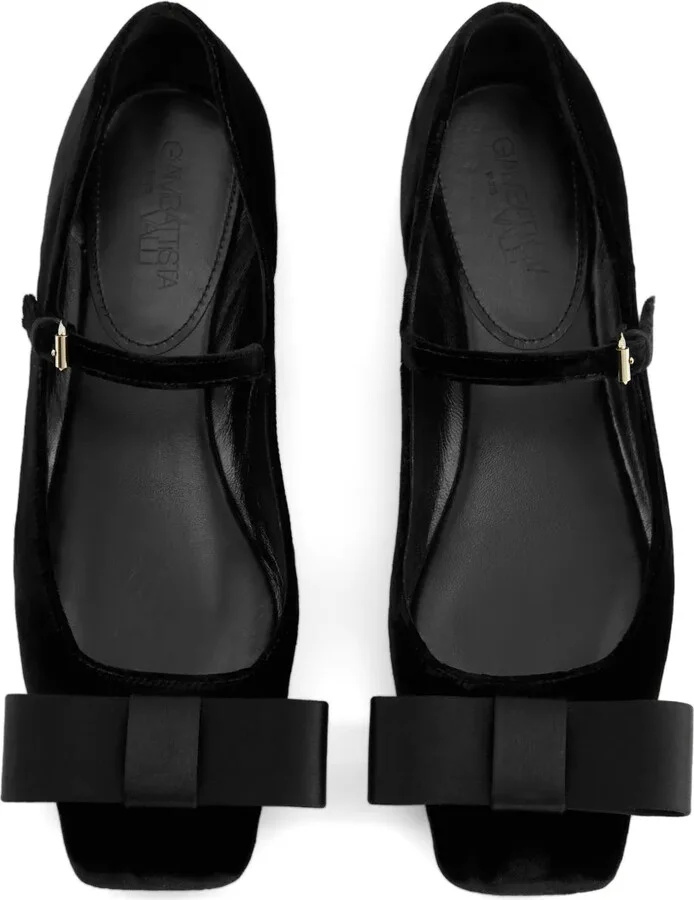 Bow-Embellished Velvet Ballerina Shoes - Image 3