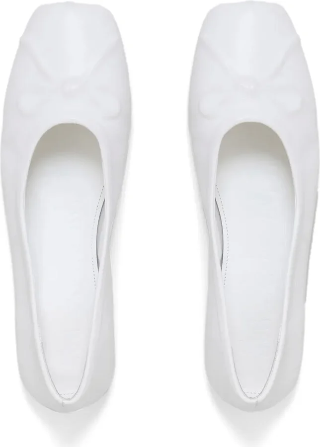 Bow-Embossed Leather Ballerina Shoes - Image 4