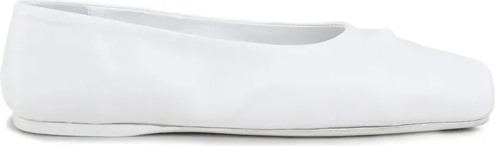Bow-Embossed Leather Ballerina Shoes
