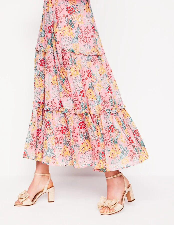 Bow Heeled Sandals, Hibiscus - Image 3